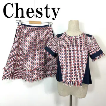 Chesty 체스티 스커트 셋업 올 패턴 레드 계열 1 B857