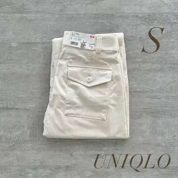 유니클로 저지 배럴 레그 팬츠 화이트 S