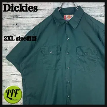 디키즈 로고 태그 반팔 워크 셔츠 그린 2XL 상당 5567