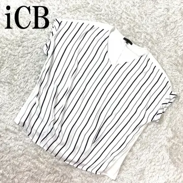 iCB 아이시비 반팔 블라우스 네이비 스트라이프 화이트 XL B867
