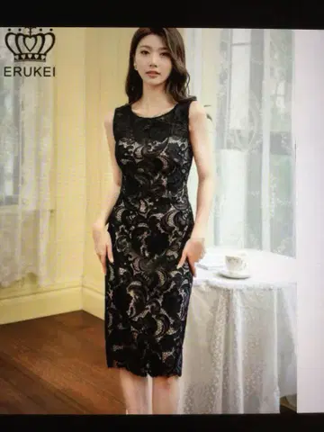 ERUKEI 블랙 레이스 무릎 기장 드레스 S 사이즈 사이즈 2