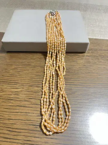 오렌지 계열 진주 다중 목걸이