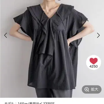 로리즈팜 / 프릴 튜닉 블라우스 블랙