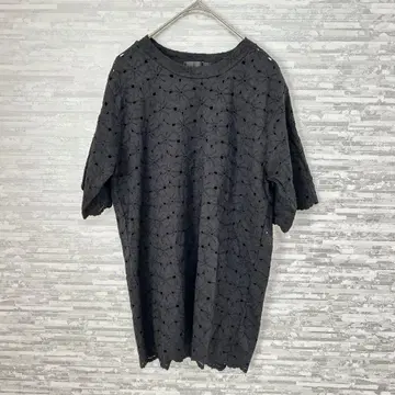 조 머니 나인 전체 레이스 반팔 블랙 상의 캐주얼 고급 오피스