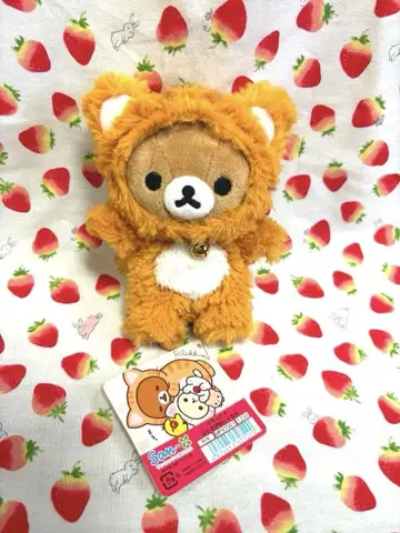 리락쿠마 매달린 봉제 인형 브라운 고양이 공 체인