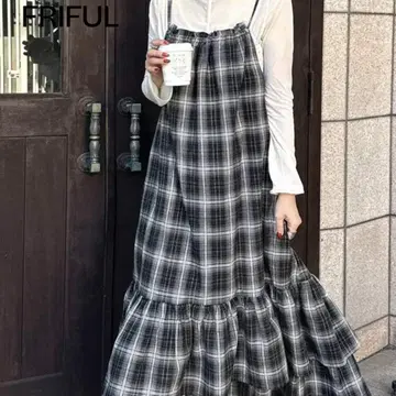체크 프릴 원피스