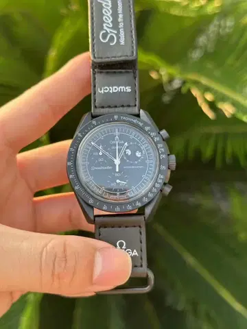 Omega Swatch 블랙 남성용 시계