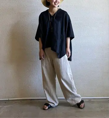 40 린넨 와셔 V 스키퍼 셔츠