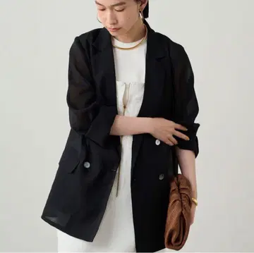 Loungedress [세탁 가능!] 린넨 같은 시어 자켓 BK