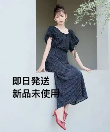 COCO DEAL 벌룬 슬리브 도트 원피스