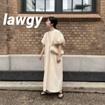 컨디션 최상 라우지 lawgy 벌룬 슬리브 원피스 롱 아이보리