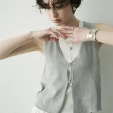 Trish 프론트 오픈 니트 베스트 그레이