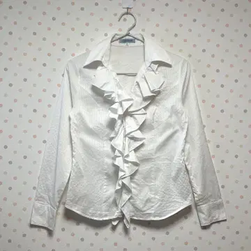 나라 까미체 프릴이 달린 긴팔 셔츠 사이즈 0 화이트 일본제
