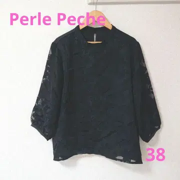Perle Peche 블랙 꽃무늬 레이스 탑 성숙/러블리 출퇴근 인기
