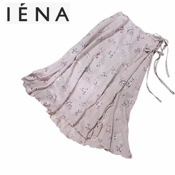 이에나 IENA 레트로 플라워 롱 스커트 꽃무늬 끈 리본 핑크 베이지 M