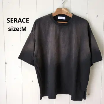 SERACE 빈티지 디자인 루즈 그라데이션 티셔츠 블랙 M
