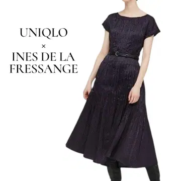 유니클로(UNIQLO) 이네스 콜라보 새틴 트위스트 플리츠 원피스/반팔