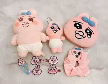 빤쮸토끼 봉제 인형 키링 패스 케이스 헤어 클립 스크런치