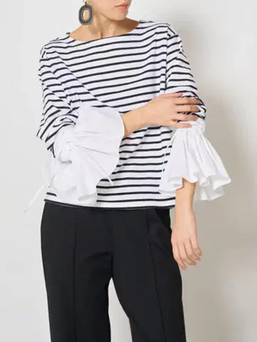뮬 Mewl 셔츠 슬리브 보더 풀오버