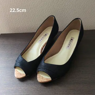 288 다이애나 펌프스 22.5cm 블랙 오픈토 웨지솔