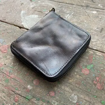 SALE! 가죽 지갑 라운드 지퍼 두겹 천연 가죽 워시드 가죽