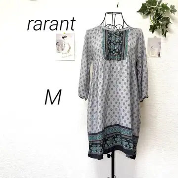 9493 rarant 올 패턴 7부 소매 원피스 M 레이온 100%