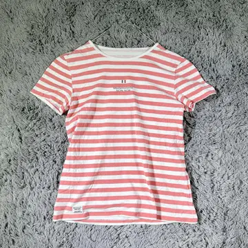 Mademoiselle NON NON 반팔 티셔츠 컷소 핑크 보더