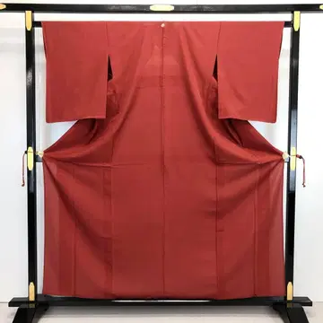 여름 기모노 이로무지 명주 아카네색 하나 문장 KK-1568