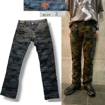 22AW 배색 절묘한 명작 블랙 미즈스기 크러스트 데님 팬츠 3