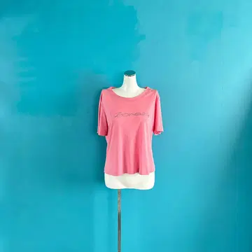 1512 레오나르 핑크 반팔 티셔츠 큐빅 로고
