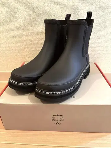HUNTER 블랙 24cm 사이드 고어 레인부츠