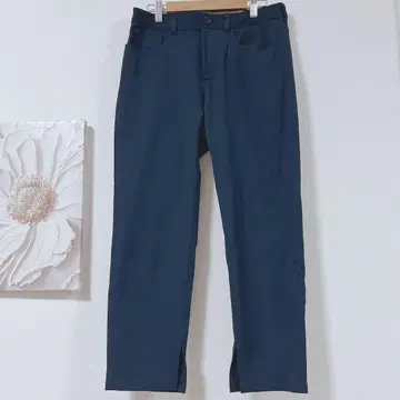 조르주 레쉬 슬림 핏 스트레이트 팬츠 네이비 L 밑단 슬릿