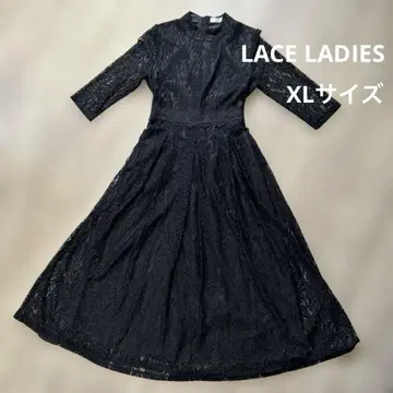 블랙 레이스 7부 소매 롱 원피스 XL 사이즈