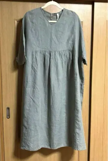 린넨 그린 롱 원피스 루즈핏