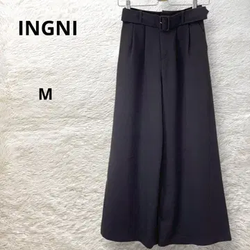 INGNI 벨트 포함 와이드 팬츠 가우초 팬츠 스트레치 블랙 M
