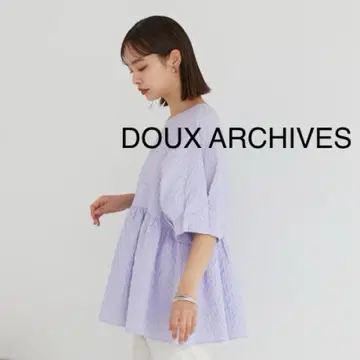 DOUX ARCHIVES 코튼 자카드 페플럼 풀오버
