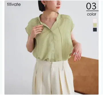 titivate 프렌치 슬리브 와셔 블라우스