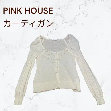 PINKHOUSE 핑크하우스 펄 가디건 장미 모티브 화이트