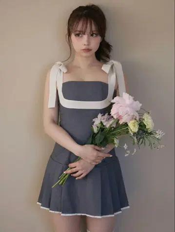 andmary Chuchu pleats ribbon dress 택 포함