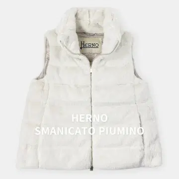새상품급 HERNO 23AW 비버풍 에코 퍼 다운 베스트 화이트 M