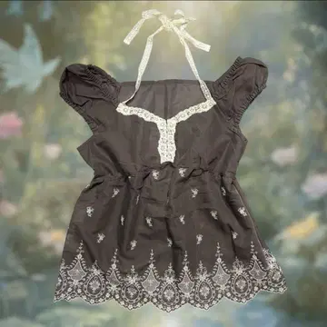 00년대 자수 레이스 리본 브라운 페어리 그런지 모리걸 코케트