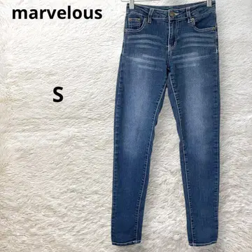 마블러스 스키니 데님 코튼 혼방 스트레치 청바지 G 팬 블루 S