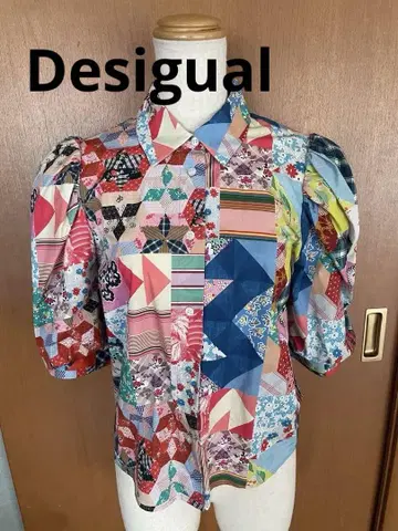 Desigual 패치워크 컬러풀 퍼프 슬리브 XS상의