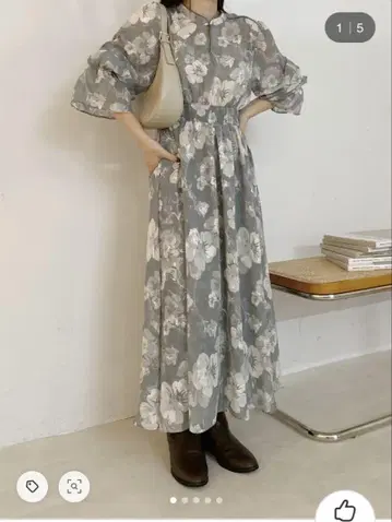 natural couture 플라워 자카드 하이 웨스트 원피스