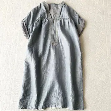 MACPHEE 맥피 린넨 혼방 원피스 데님 원피스 마 M