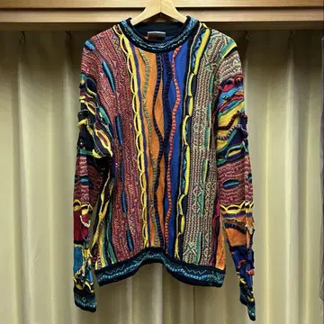 COOGI 멀티 컬러 케이블 짜임 스웨터