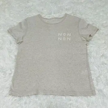 NON NON 마드모아젤 논논 린넨 혼방 티셔츠 로고 패치워크