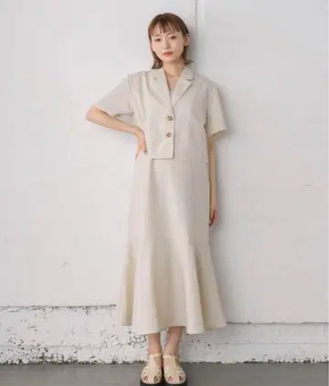 레트로 걸 여름 셋업 롱 원피스 썸머 하프 슬리브 자켓