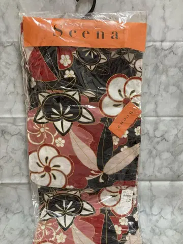 Scena 꽃무늬 유카타 블랙 레드 화이트