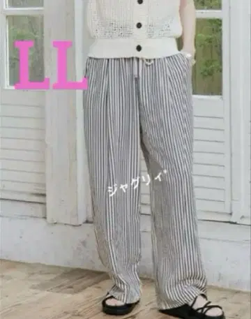 시마무라 메구미 이지 팬츠 농후 화이트 LL 스트라이프